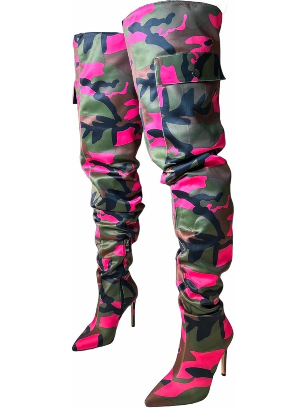 Camo High Heel Thigh High Boots | Stylish & Trendy Footwear for Fashion Lovers